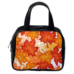 Autumn Leaves Pattern Classic Handbag (one Side) by designsbymallika