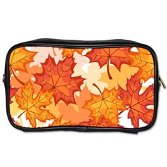 Autumn Leaves Pattern Toiletries Bag (one Side) by designsbymallika