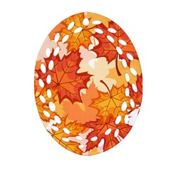 Autumn Leaves Pattern Oval Filigree Ornament (two Sides) by designsbymallika