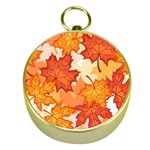 Autumn Leaves Pattern Gold Compasses Front