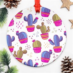 Cactus Love 4 Round Ornament (two Sides) by designsbymallika