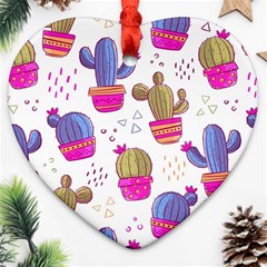 Cactus Love 4 Heart Ornament (two Sides) by designsbymallika