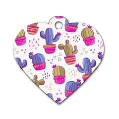 Cactus Love 4 Dog Tag Heart (one Side) by designsbymallika