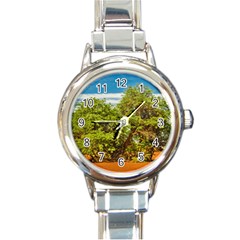 Carob Tree, Talampaya National Park, La Rioja, Argentina Round Italian Charm Watch by dflcprintsclothing