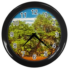 Carob Tree, Talampaya National Park, La Rioja, Argentina Wall Clock (black) by dflcprintsclothing