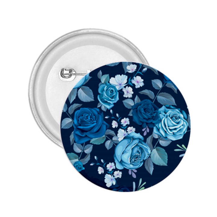 Blue Floral Print  2.25  Buttons