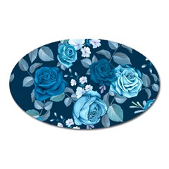 Blue Floral Print  Oval Magnet by designsbymallika