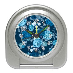 Blue Floral Print  Travel Alarm Clock by designsbymallika