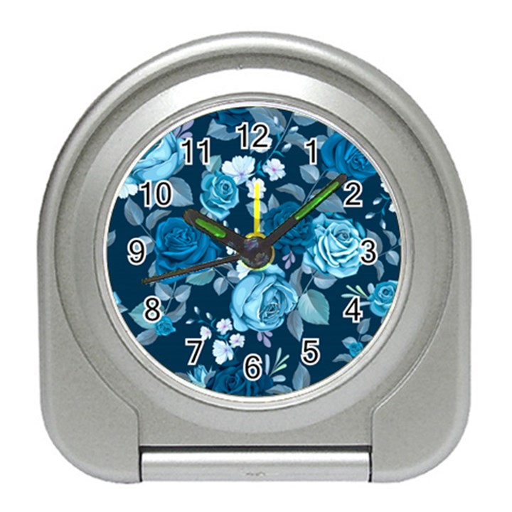 Blue Floral Print  Travel Alarm Clock