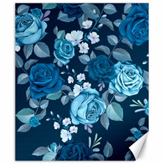 Blue Floral Print  Canvas 20  X 24  by designsbymallika