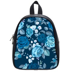 Blue Floral Print  School Bag (small) by designsbymallika