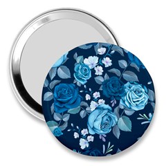 Blue Floral Print  3  Handbag Mirrors by designsbymallika