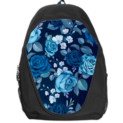 Blue Floral Print  Backpack Bag by designsbymallika