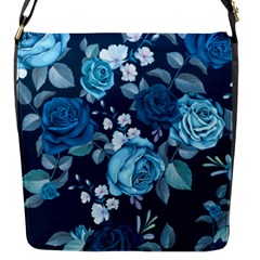 Blue Floral Print  Flap Closure Messenger Bag (s) by designsbymallika