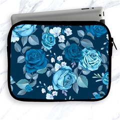 Blue Floral Print  Apple Ipad 2/3/4 Zipper Cases by designsbymallika