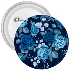 Blue Floral Print  3  Buttons by designsbymallika