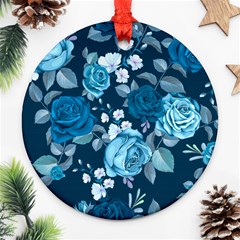 Blue Floral Print  Ornament (round) by designsbymallika