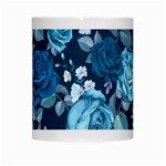 Blue Floral Print  White Mugs Center