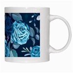 Blue Floral Print  White Mugs Right