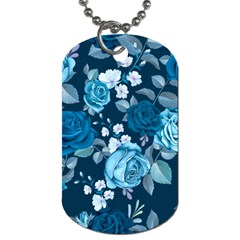 Blue Floral Print  Dog Tag (one Side) by designsbymallika