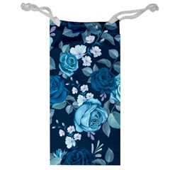 Blue Floral Print  Jewelry Bag by designsbymallika