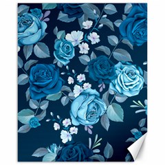 Blue Floral Print  Canvas 16  X 20  by designsbymallika