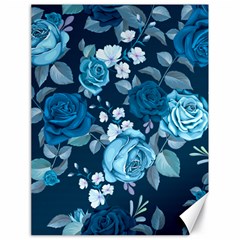 Blue Floral Print  Canvas 18  X 24  by designsbymallika