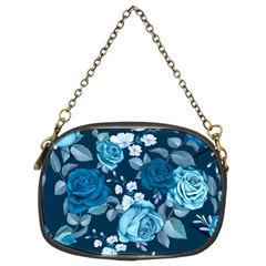 Blue Floral Print  Chain Purse (two Sides) by designsbymallika