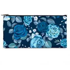 Blue Floral Print  Pencil Case by designsbymallika