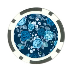 Blue Floral Print  Poker Chip Card Guard (10 Pack) by designsbymallika