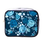 Blue Floral Print  Mini Toiletries Bag (One Side) Front