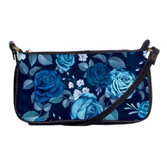 Blue Floral Print  Shoulder Clutch Bag by designsbymallika