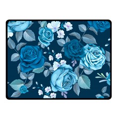 Blue Floral Print  Fleece Blanket (small) by designsbymallika