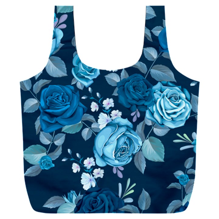 Blue Floral Print  Full Print Recycle Bag (XXXL)