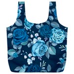 Blue Floral Print  Full Print Recycle Bag (XXXL) Back