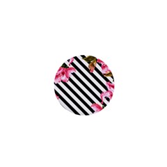 Pink Floral Stripes 1  Mini Magnets by designsbymallika