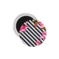 Pink Floral Stripes 1 75  Magnets by designsbymallika