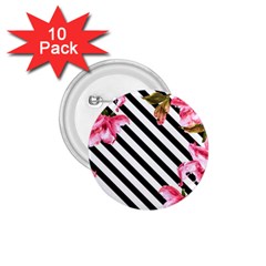 Pink Floral Stripes 1 75  Buttons (10 Pack) by designsbymallika