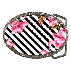 Pink Floral Stripes Belt Buckles by designsbymallika