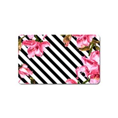 Pink Floral Stripes Magnet (name Card) by designsbymallika