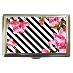 Pink Floral Stripes Cigarette Money Case by designsbymallika