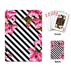 Pink Floral Stripes Playing Cards Single Design (rectangle) by designsbymallika