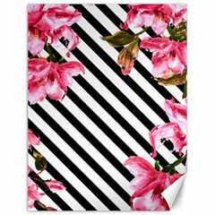 Pink Floral Stripes Canvas 12  X 16  by designsbymallika