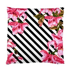 Pink Floral Stripes Standard Cushion Case (two Sides) by designsbymallika