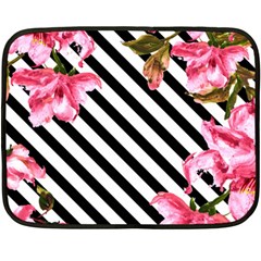 Pink Floral Stripes Fleece Blanket (mini) by designsbymallika