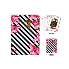 Pink Floral Stripes Playing Cards Single Design (mini) by designsbymallika