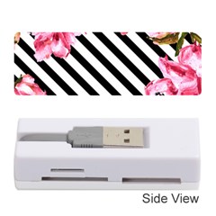 Pink Floral Stripes Memory Card Reader (stick) by designsbymallika