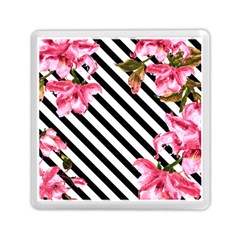 Pink Floral Stripes Memory Card Reader (square) by designsbymallika