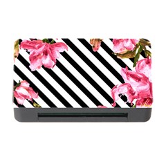 Pink Floral Stripes Memory Card Reader With Cf by designsbymallika