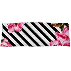 Pink Floral Stripes Body Pillow Case Dakimakura (two Sides) by designsbymallika